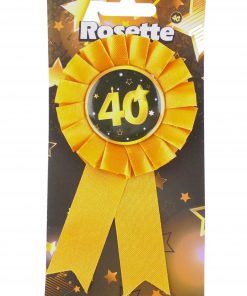 Ansteck-Rosette mit der Zahl 40 in schwarz/gold