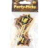Party-Picks in schwarz/gold, Stern auf Zahnstocher mit der Zahl 18