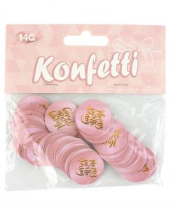 Rund-Konfetti "Happy Birthday" in rosa/gold