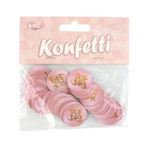 Rund-Konfetti "Happy Birthday" in rosa/gold