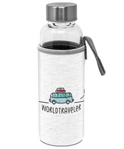 ppd Glasflasche "Worldtraveler" mit Schutzhülle