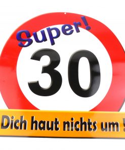 Riesen Schild in rot /weiß zum 30. Geburtstag