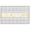 Brettchen in weiß/schwarz/gold, vielen kleinen Herzchen und Schriftzug "Lieblingsfreundin"