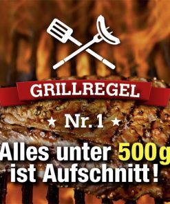 Untersetzer aus Metall "Grillregel Nr. 1 - Alles unter 500g ist Aufschnitt"