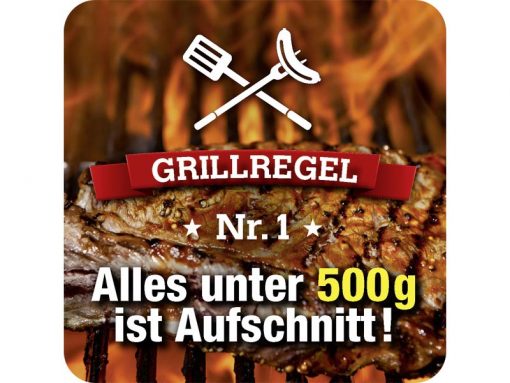 Untersetzer aus Metall "Grillregel Nr. 1 - Alles unter 500g ist Aufschnitt"