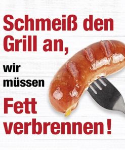 Untersetzer aus Metall "Schmeiß den Grill an, wir müssen Fett verbrennen"