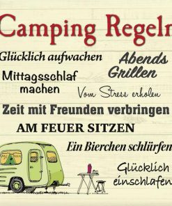 Untersetzer aus Metall "Camping Regeln"