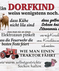 Untersetzer aus Metall mit verschiedenen Sprüchen "Dorfkind"