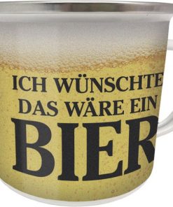 Emaille Becher "Ich wünschte das wäre ein Bier"