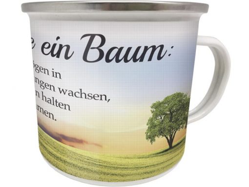 Emaille Becher "Familie ist wie ein Baum"