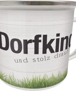 Emaille Becher "Dorfkind und stolz drauf"