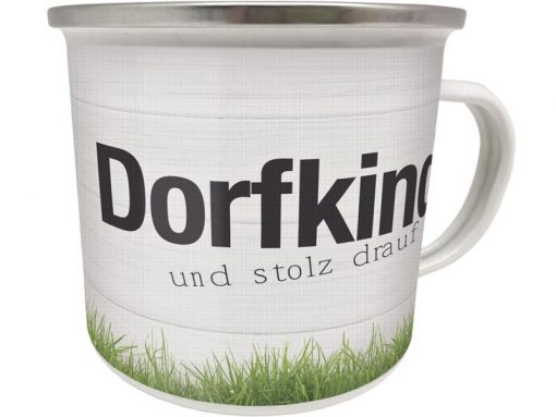 Emaille Becher "Dorfkind und stolz drauf"