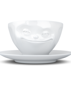 FiftyEight Kaffeetasse "Grinsend", Front, weiß