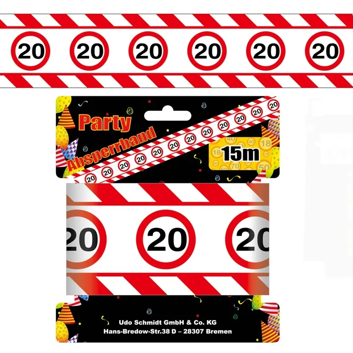 Absperrband zum 20. Geburtstag "Verkehrsschild"