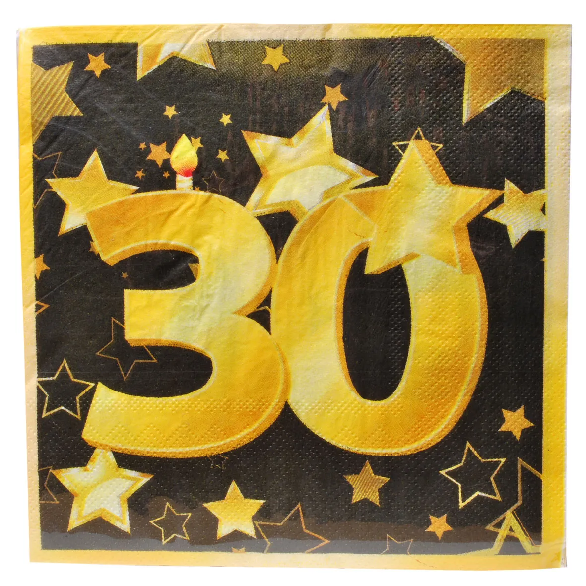 Servietten zum 30. Geburtstag "Sterne" in schwarz/gold