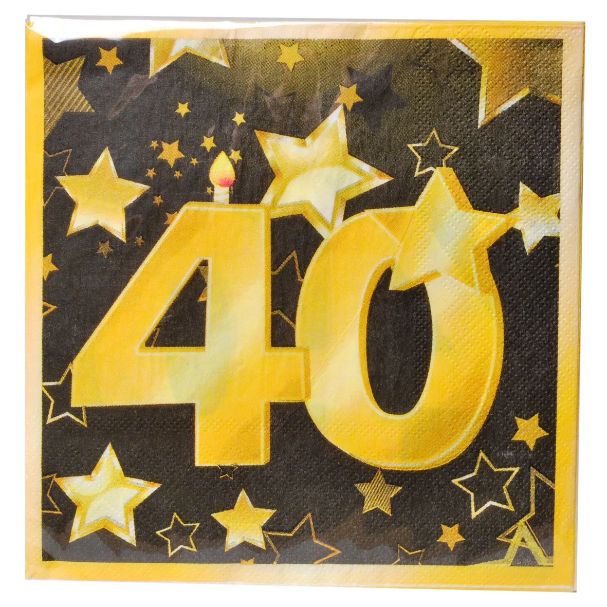 Servietten zum 40. Geburtstag "Sterne" in schwarz/gold