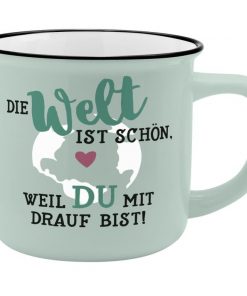 Sheepworld Lieblingsbecher "Die Welt ist schön, weil Du mit drauf bist"