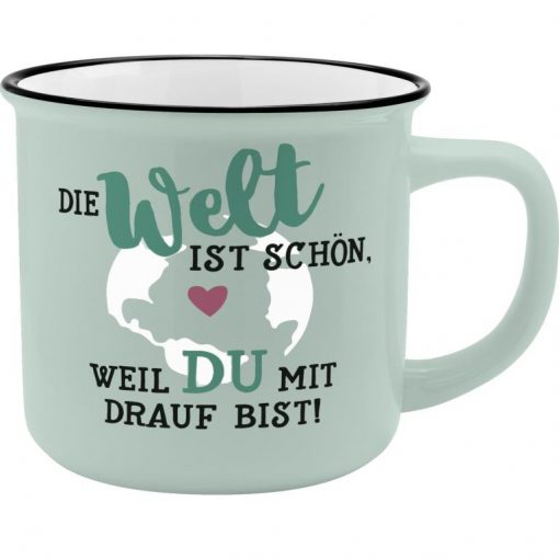 Sheepworld Lieblingsbecher "Die Welt ist schön, weil Du mit drauf bist"