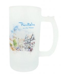 Bierglas "Rinteln an der Weser", Milchglas, Aquarallmotiv