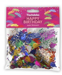 Buntes Konfetti "Happy Birthday" mit Verpackung