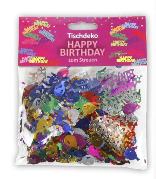 Buntes Konfetti "Happy Birthday" mit Verpackung