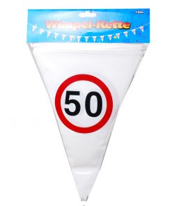 Wimpel-Girlande zum 50. Geburtstag in schwarz/rot/weiß