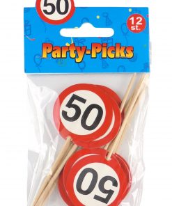 Party-Picks zum 50. Geburtstag "Verkehrsschild", 12-teilig