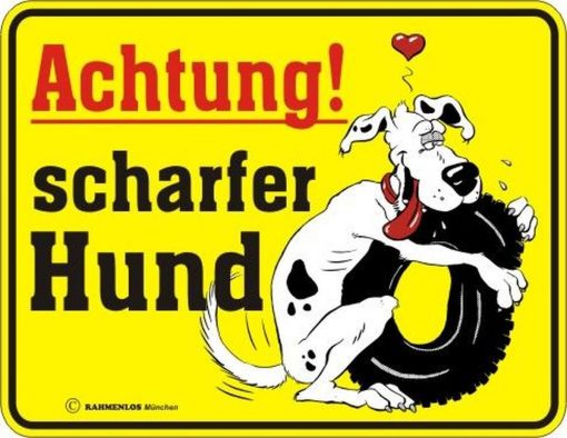 RAHMENLOS® Blechschild "scharfer Hund"