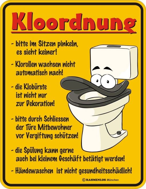 RAHMENLOS® Blechschild "Kloordnung"