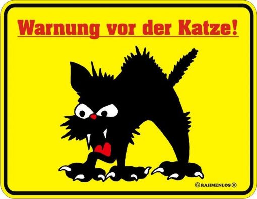 RAHMENLOS® Blechschild "Warnung vor der Katze!"