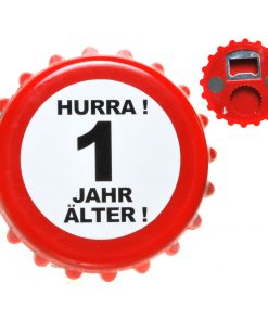 Flaschenöffner im Kronkorkendesign zum Geburtstag