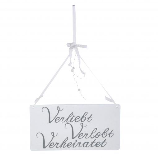 Holz-Schild "Verliebt - Verlobt - Verheiratet" zum Hängen