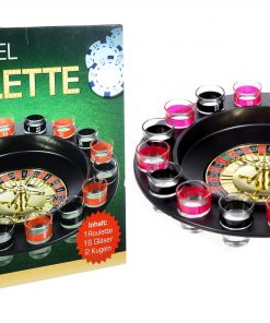 Trinkspiel "Roulette", ca. 29 cm, mit 8 roten & 8 schwarzen Gläsern