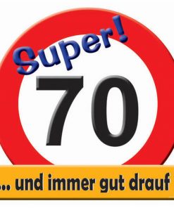 Riesen Schild in rot /weiß zum 70. Geburtstag