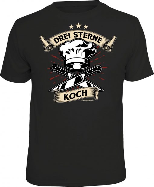 RAHMENLOS® Motiv T-Shirt "Drei Sterne Koch"