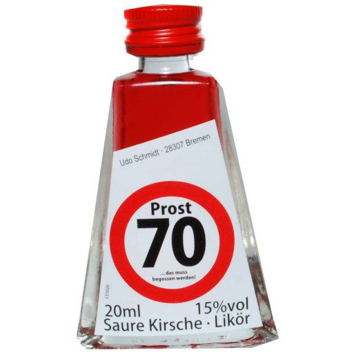 Kleiner Likör zum 70. Geburtstag "Saure Kirsche"