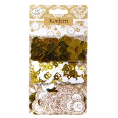 Konfetti-Mix mit Zahl "50" Weiß/Gold zur Goldhochzeit oder zum 50. Geburtstag