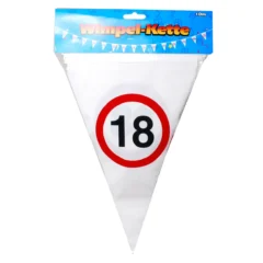 Wimpel-Girlande zum 18. Geburtstag "Verkehrsschild"