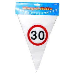 Wimpel-Girlande zum 30. Geburtstag "Verkehrsschild"