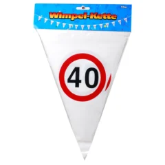 Wimpel-Girlande zum 40. Geburtstag "Verkehrsschild"