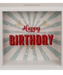 Spardose "Happy Birthday" mit Glasfront