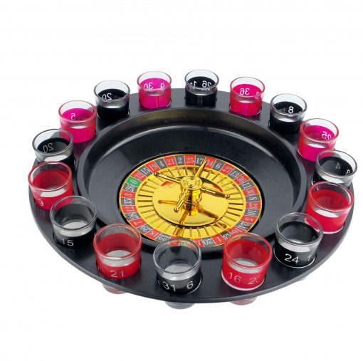 Trinkspiel "Roulette", ca. 29 cm, mit 8 roten & 8 schwarzen Gläsern