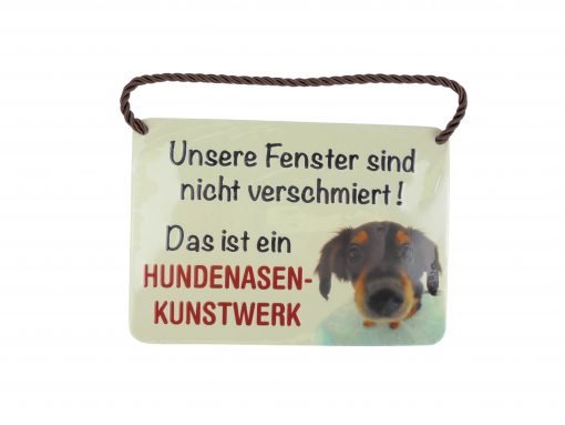 Blechschild mit Spruch und Kordel zum Hängen - Hundenasen