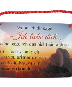 Blechschild mit Spruch und Kordel zum Hängen - Ich liebe dich