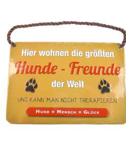 Blechschild mit Spruch und Kordel zum Hängen - Hunde Freunde