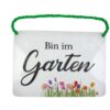 Blechschild mit Spruch und Kordel zum Hängen - Garten