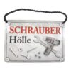 Blechschild mit Spruch und Kordel zum Hängen - Schrauber Hölle