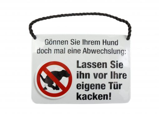 Blechschild mit Spruch und Kordel zum Hängen - Tür kacken