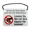 Blechschild mit Spruch und Kordel zum Hängen - Tür kacken