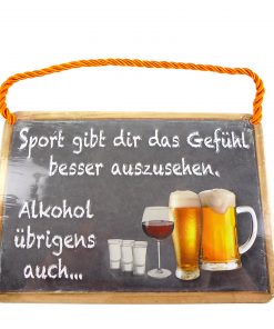 Kulthänger - Blechschild "Sport und Alkohol"